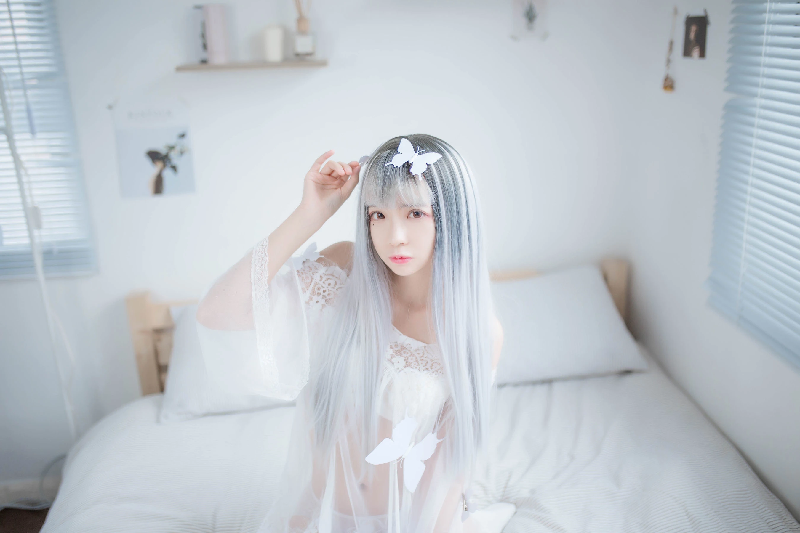 疯猫ss – 透明白纱插图1