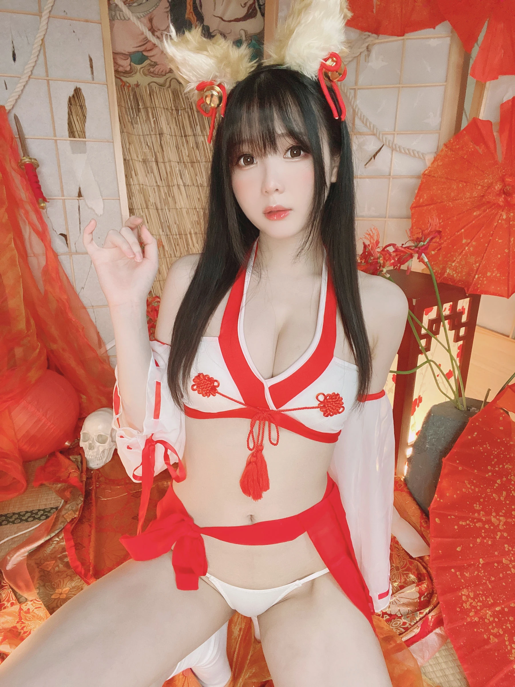 微博妹纸霜月shimo – きつね巫女さん插图1