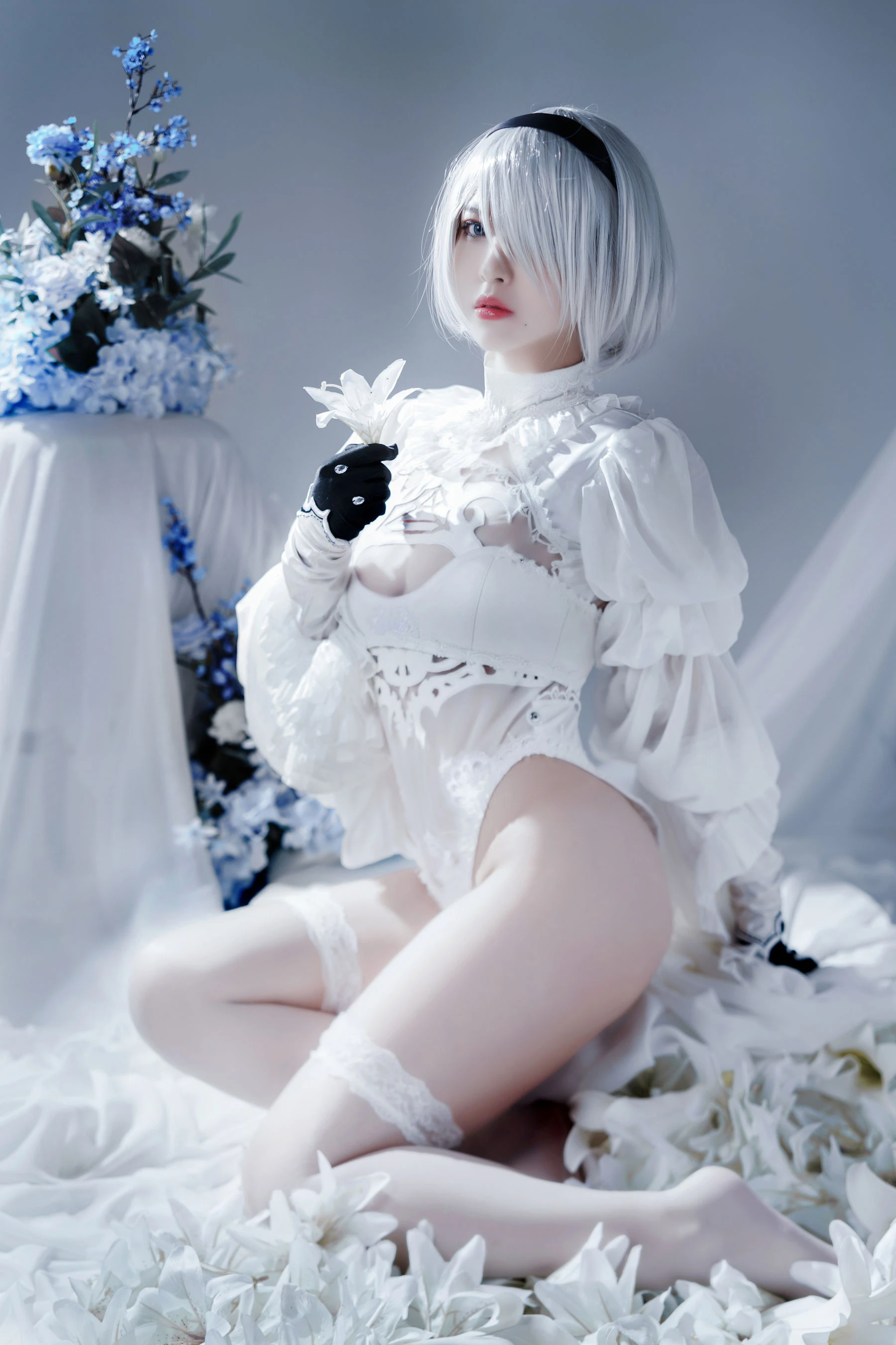 半半子 – Automataヨルハ二号B型 白いドレス插图3