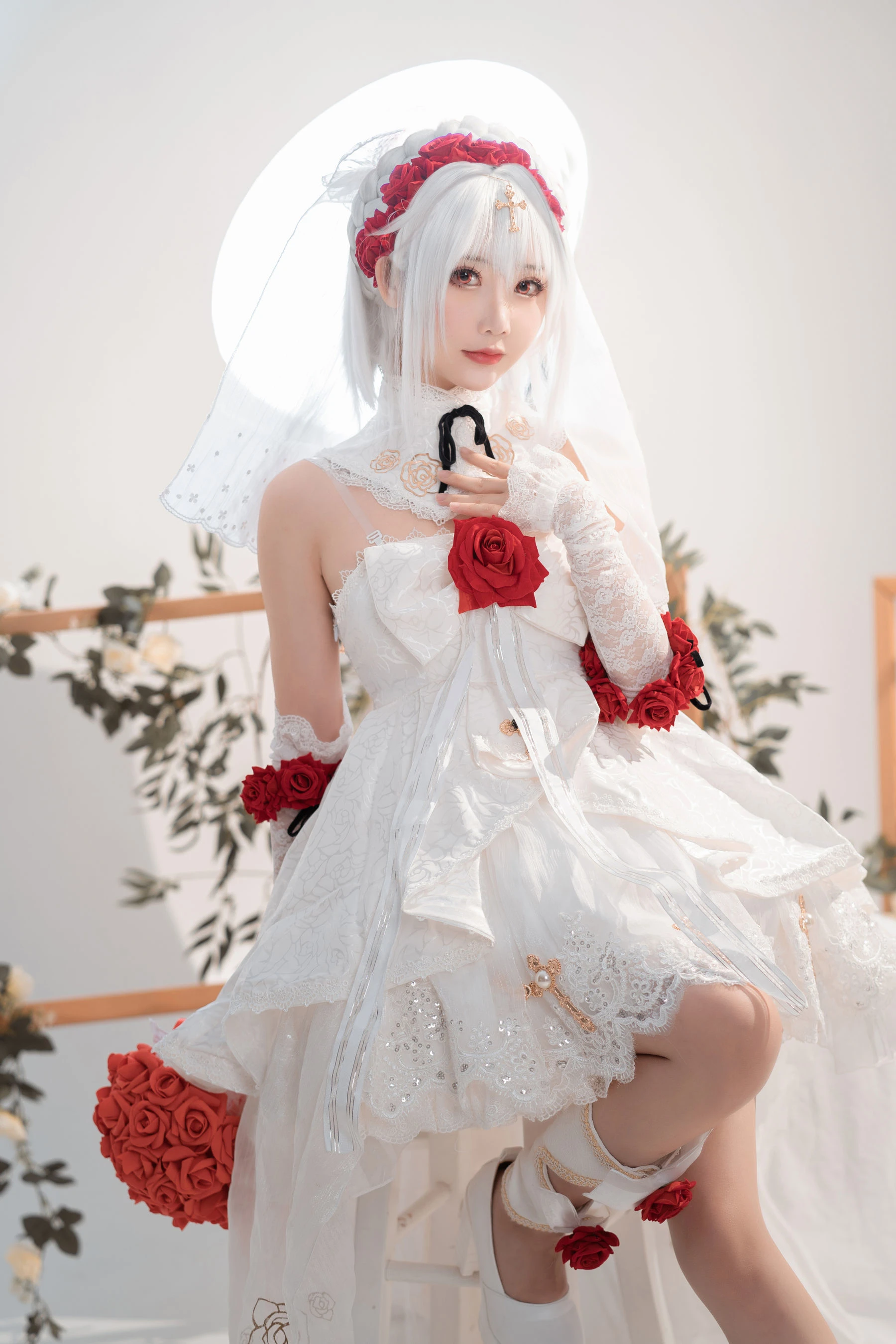 可爱人气Coser面饼仙儿 – 德丽莎婚纱插图7