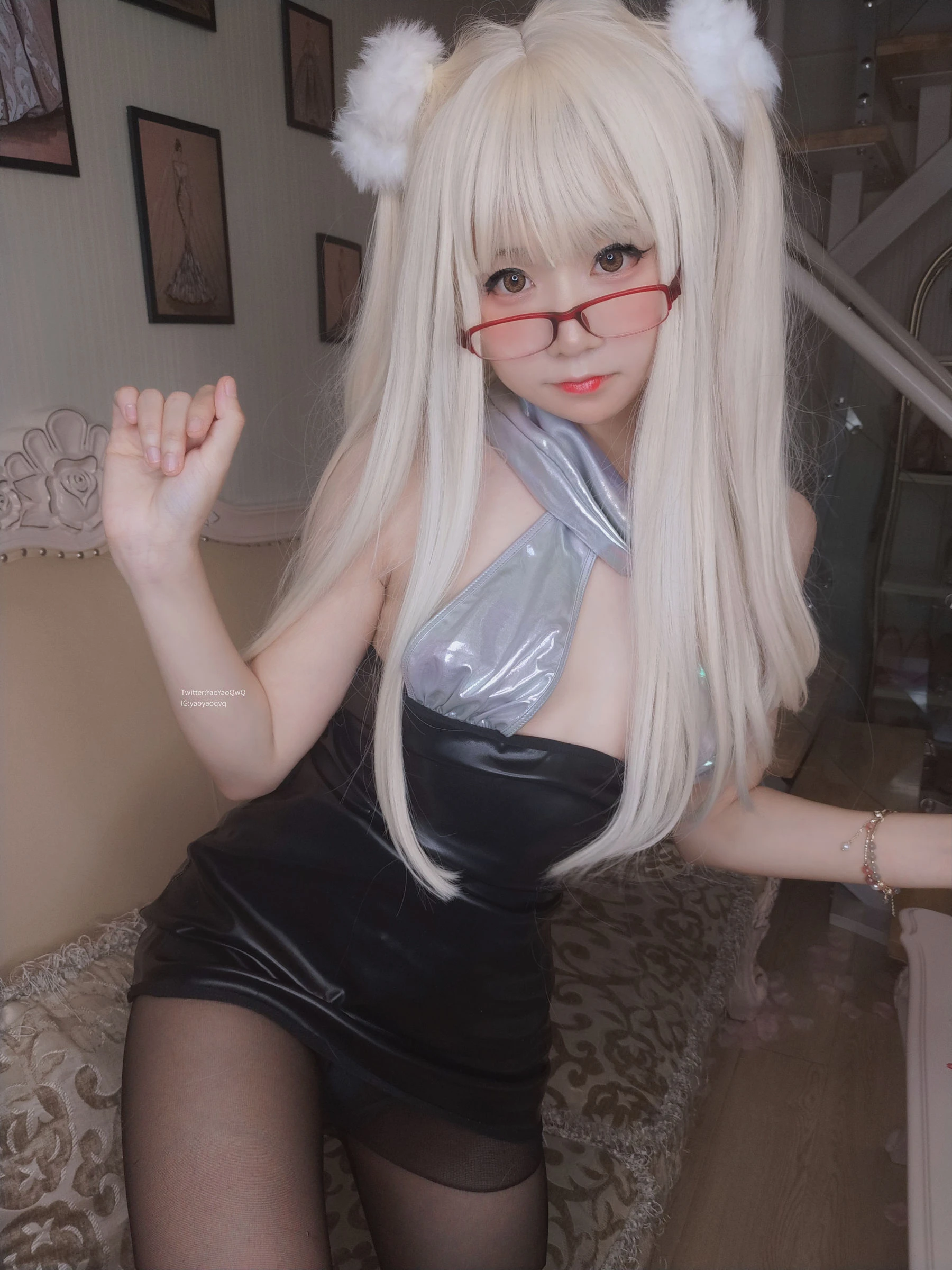 萌妹子Coser摇摇乐yoyo fantia 黑丝猫女插图1