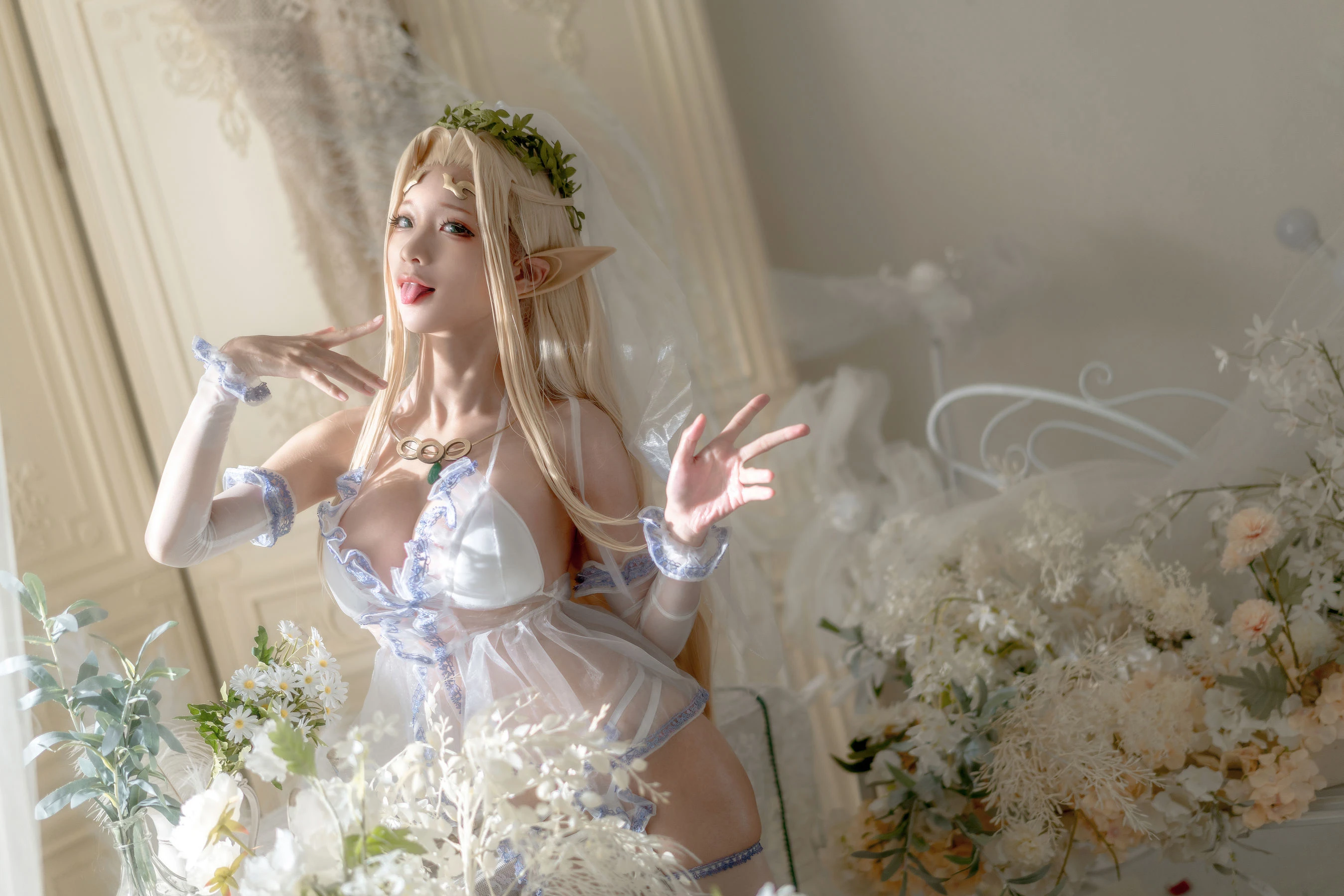动漫博主蠢沫沫 – 白精灵 婚纱 [60P]插图2