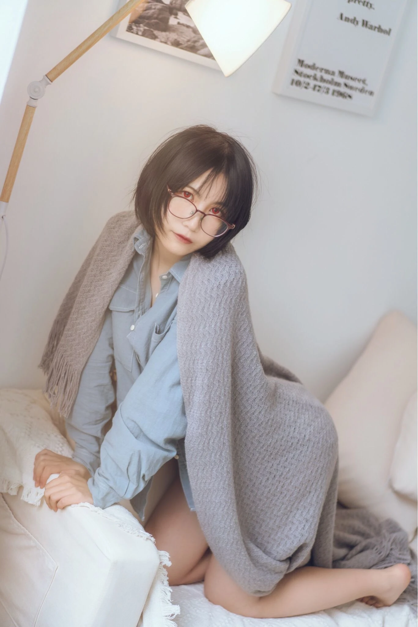 COSER美女逐月su 蓝色衬衫插图6