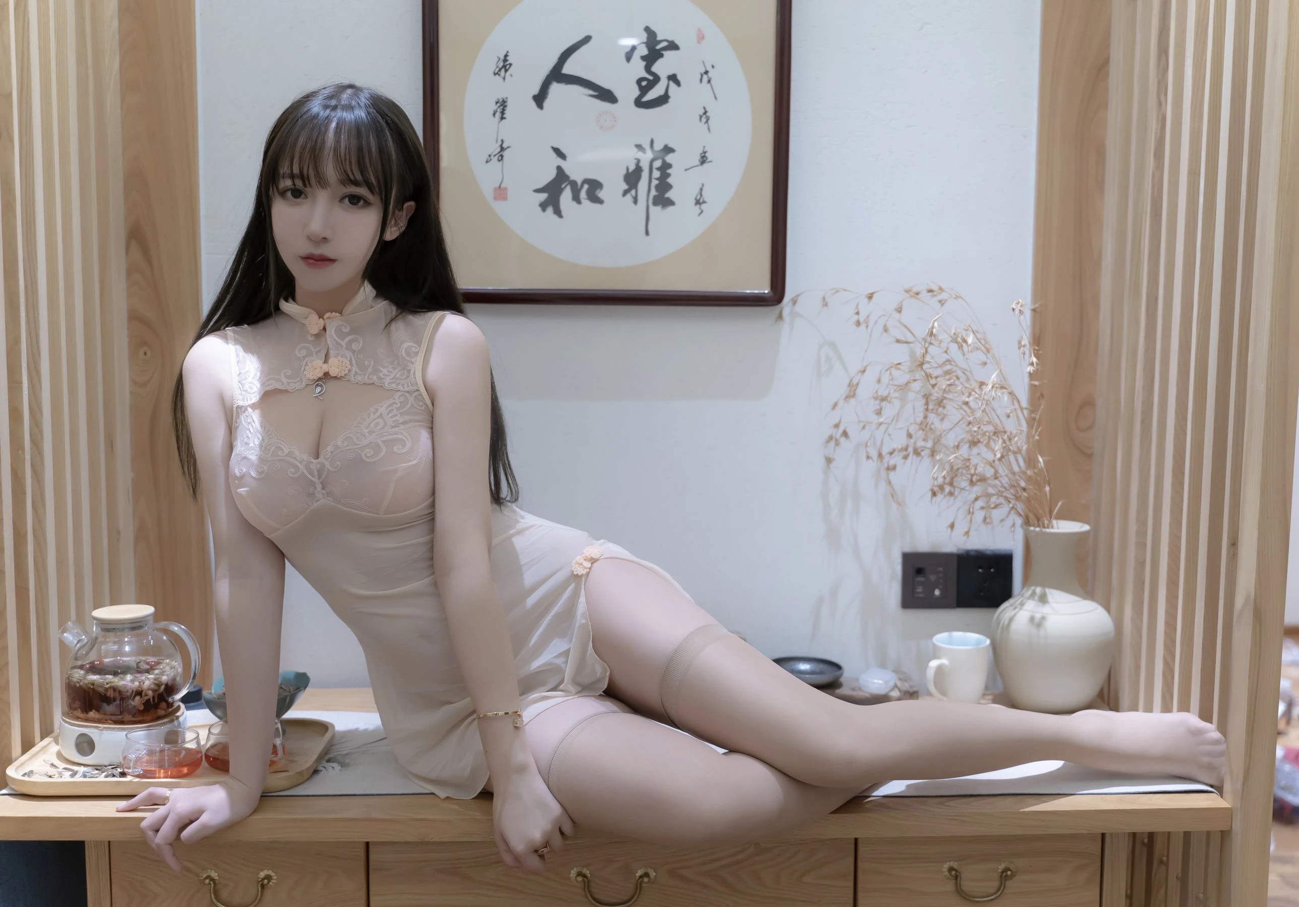 斗鱼米线线sama写真 – 温泉插图6