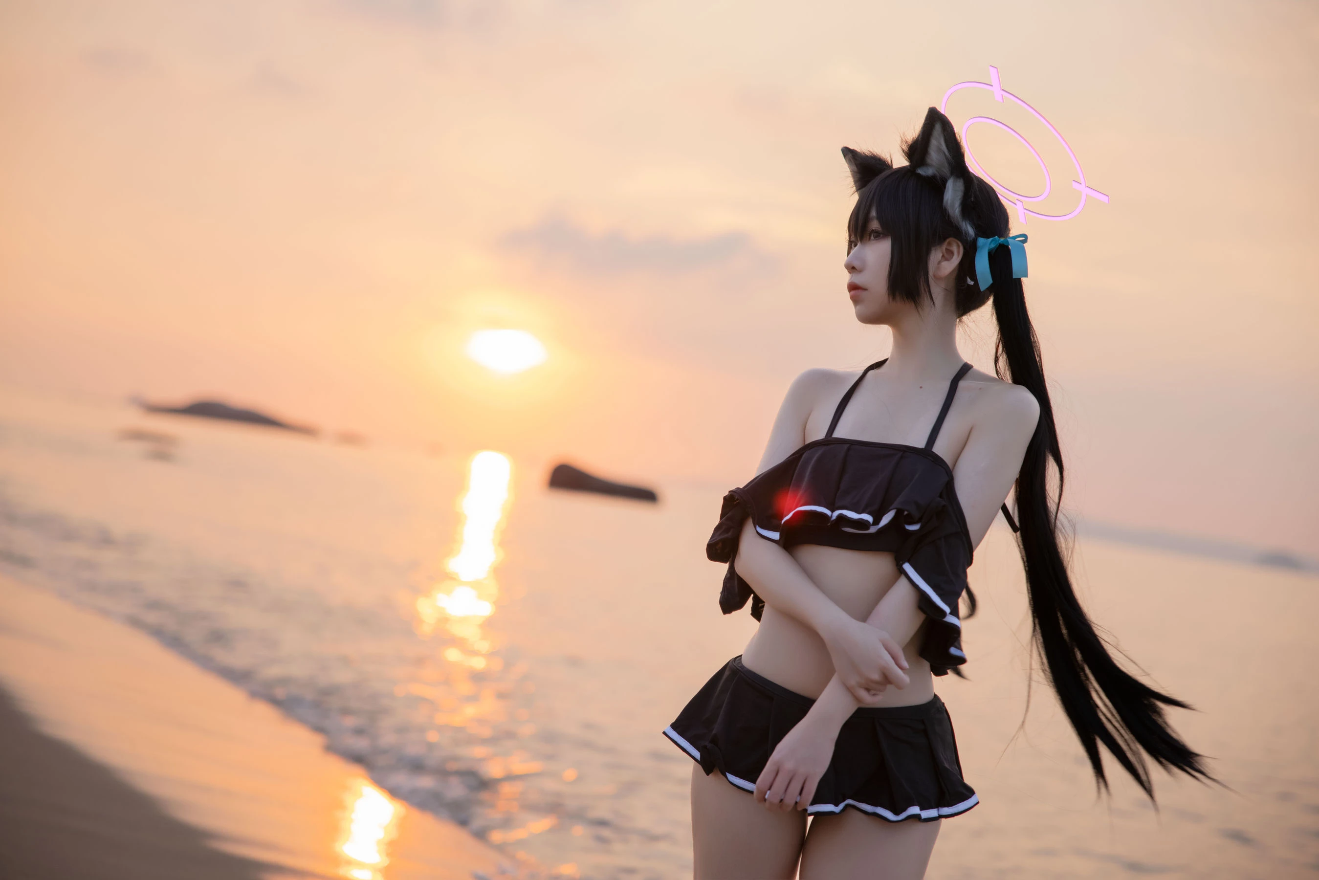 动漫博主G44不会受伤 – 碧蓝档案 黑見芹香 海边泳装插图6