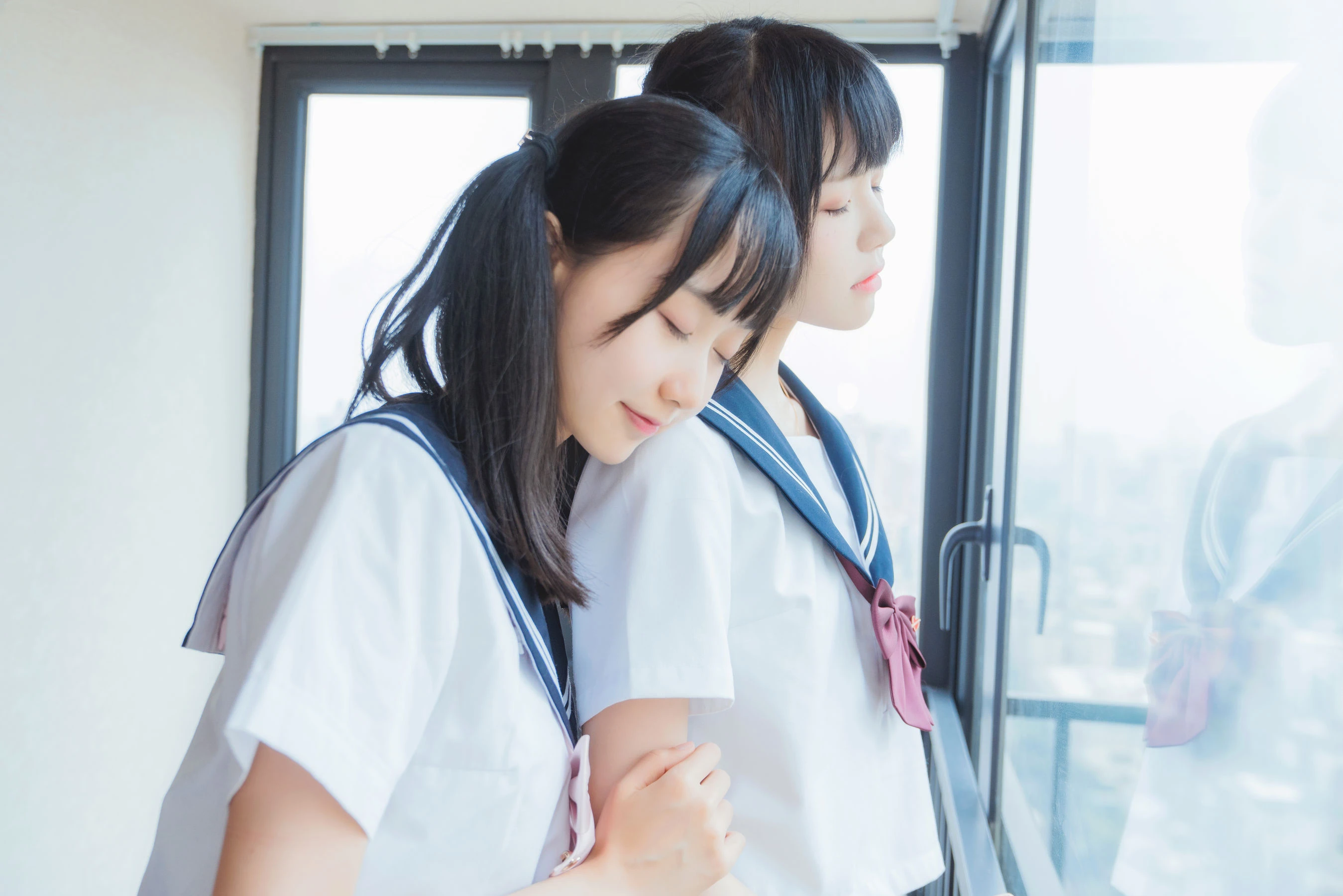 萌系小姐姐木绵绵OwO&桜桃喵 她(制服×制服)插图1