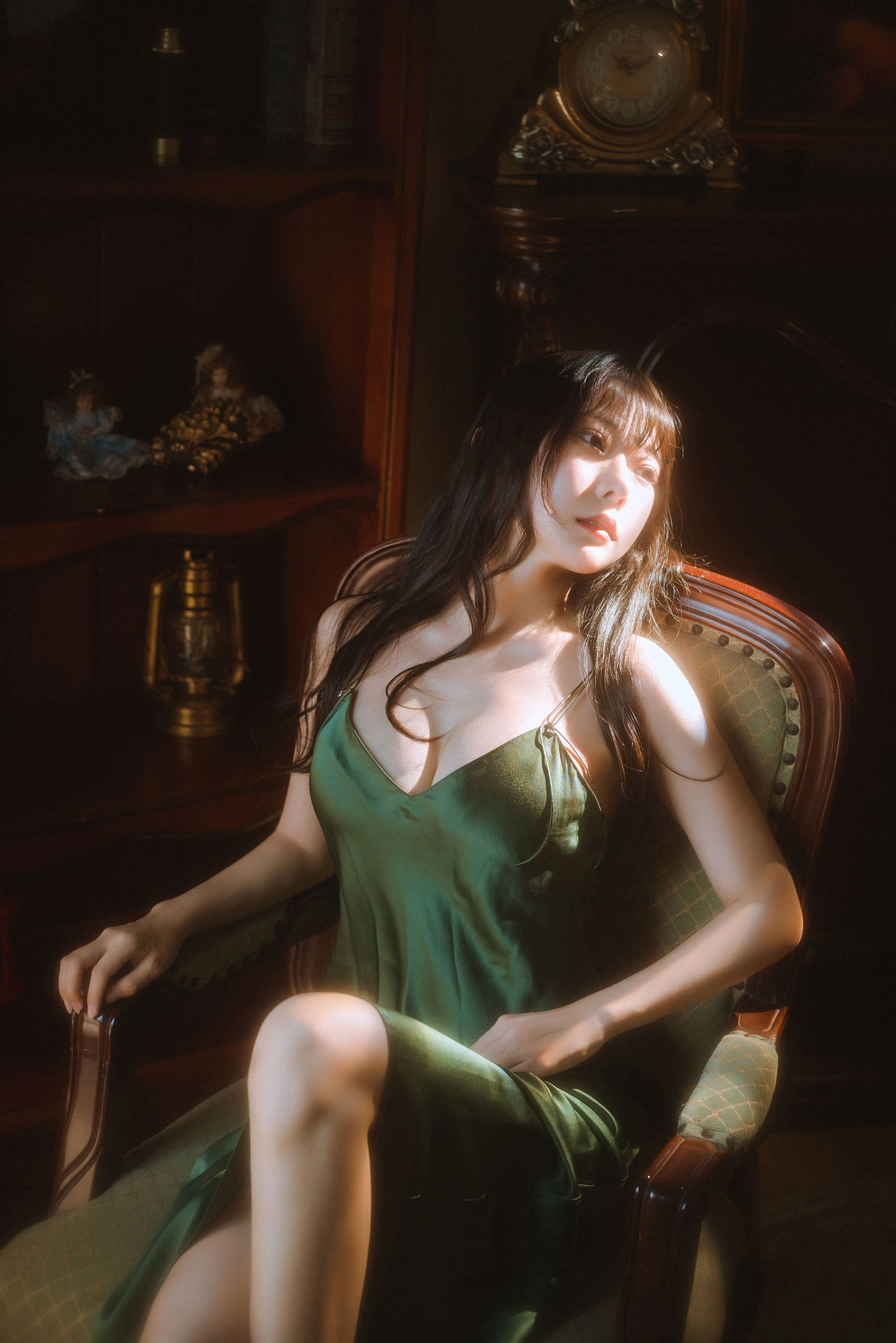 香草喵露露 – 杨枝甘露 绿色连衣裙插图1