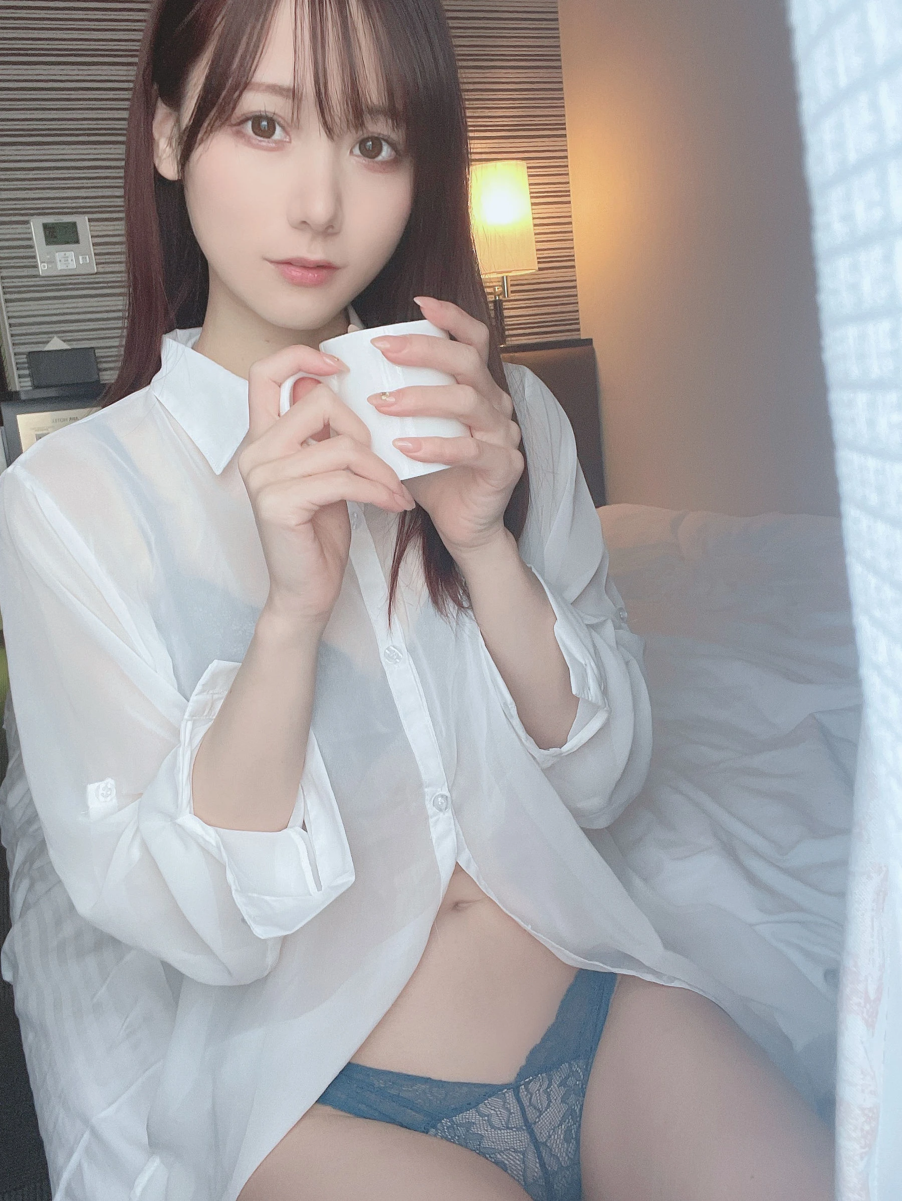 日本甜美COSERけんけん[fantia] 20220128-透けシャツ×ランジェリー插图1