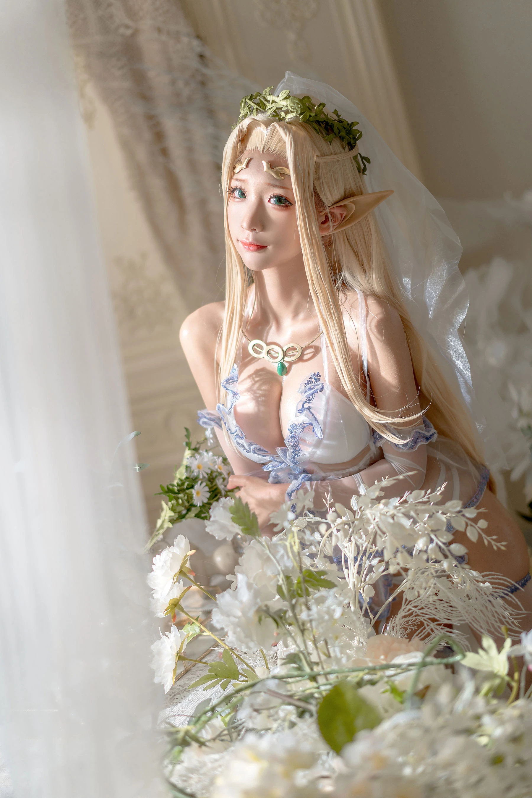 动漫博主蠢沫沫 – 白精灵 婚纱 [60P]插图3
