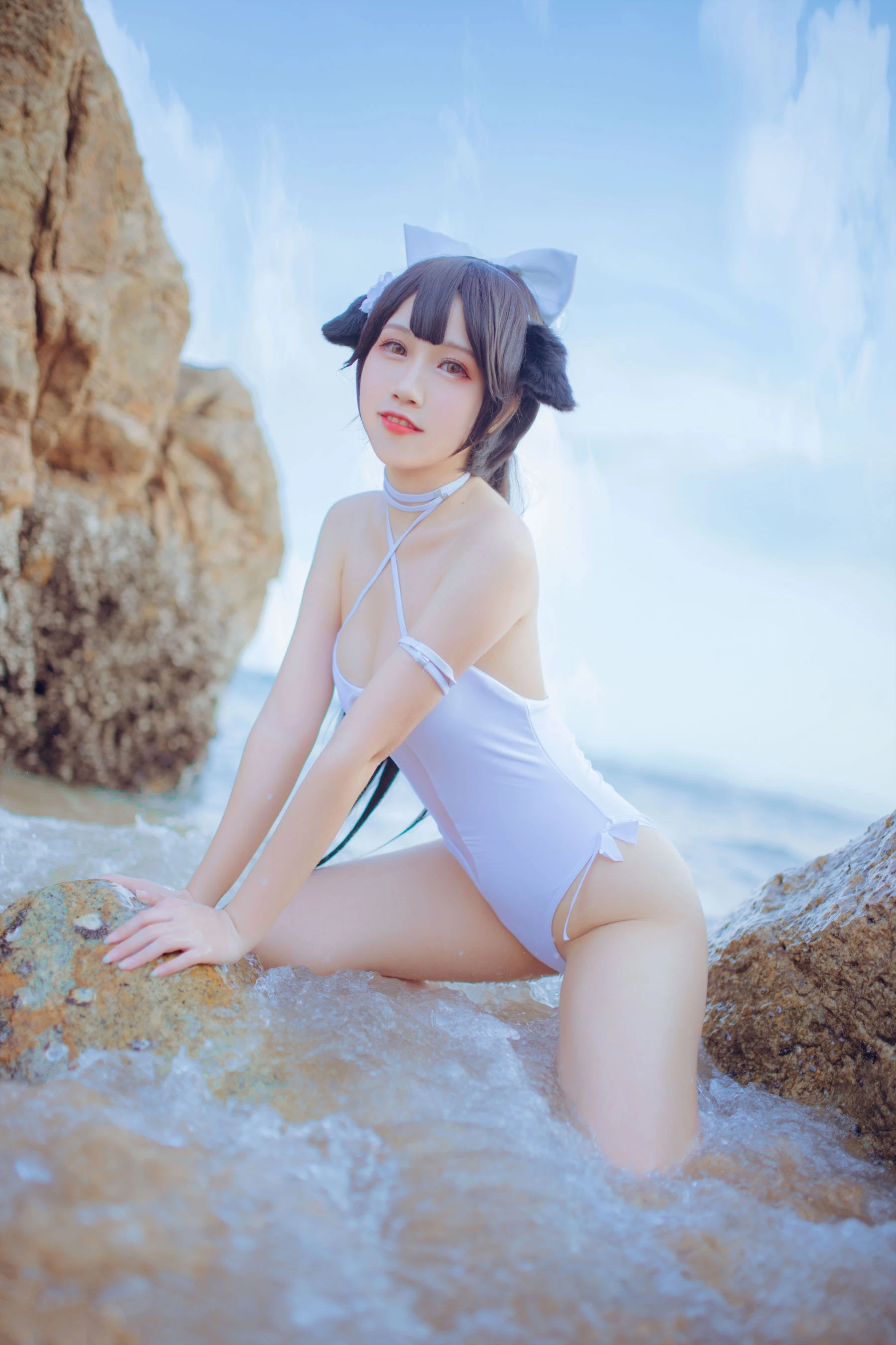 抖娘-利世×不呆猫 獒犬海边泳装插图6