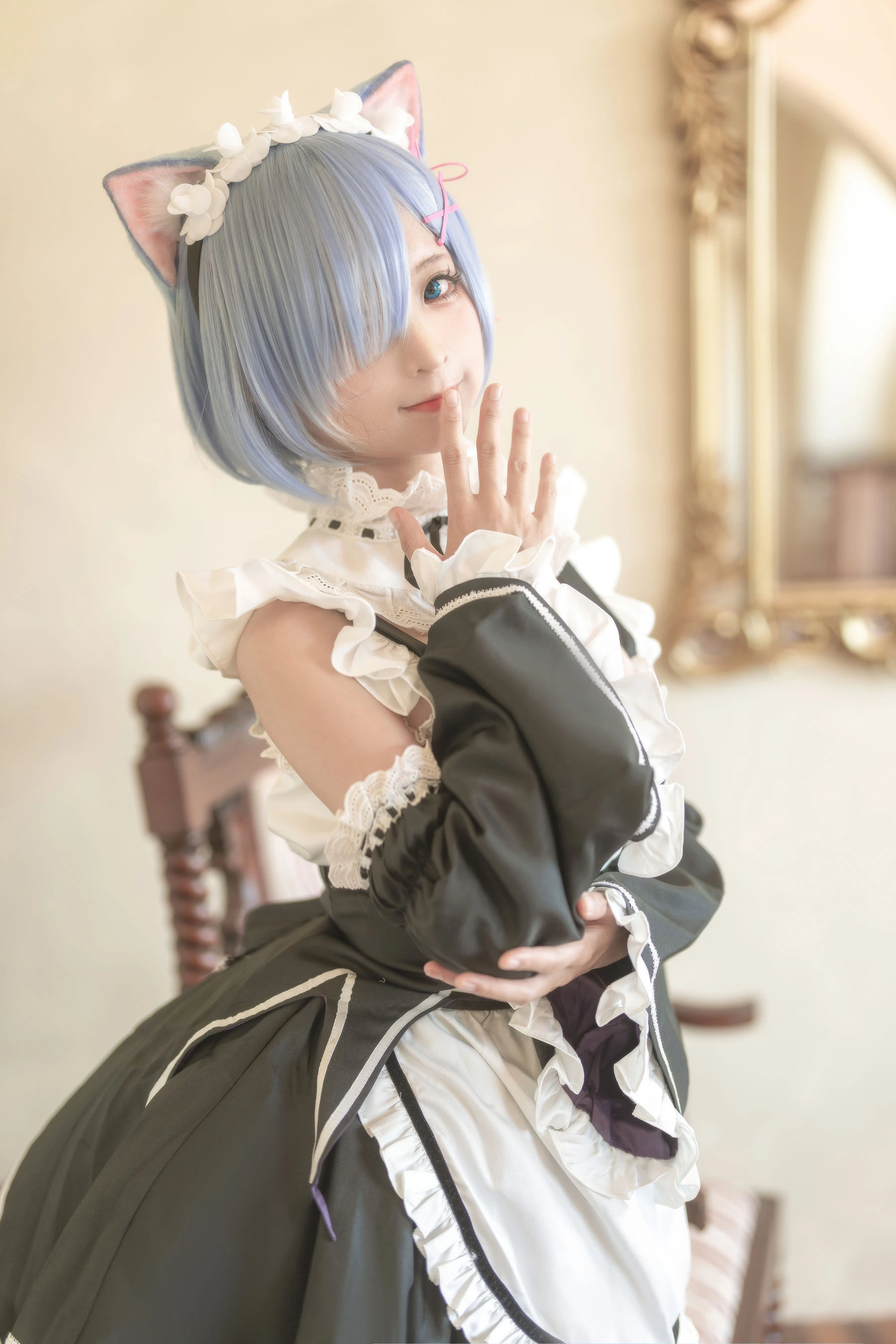 动漫博主蠢沫沫 – 猫耳雷姆 [33P]插图6