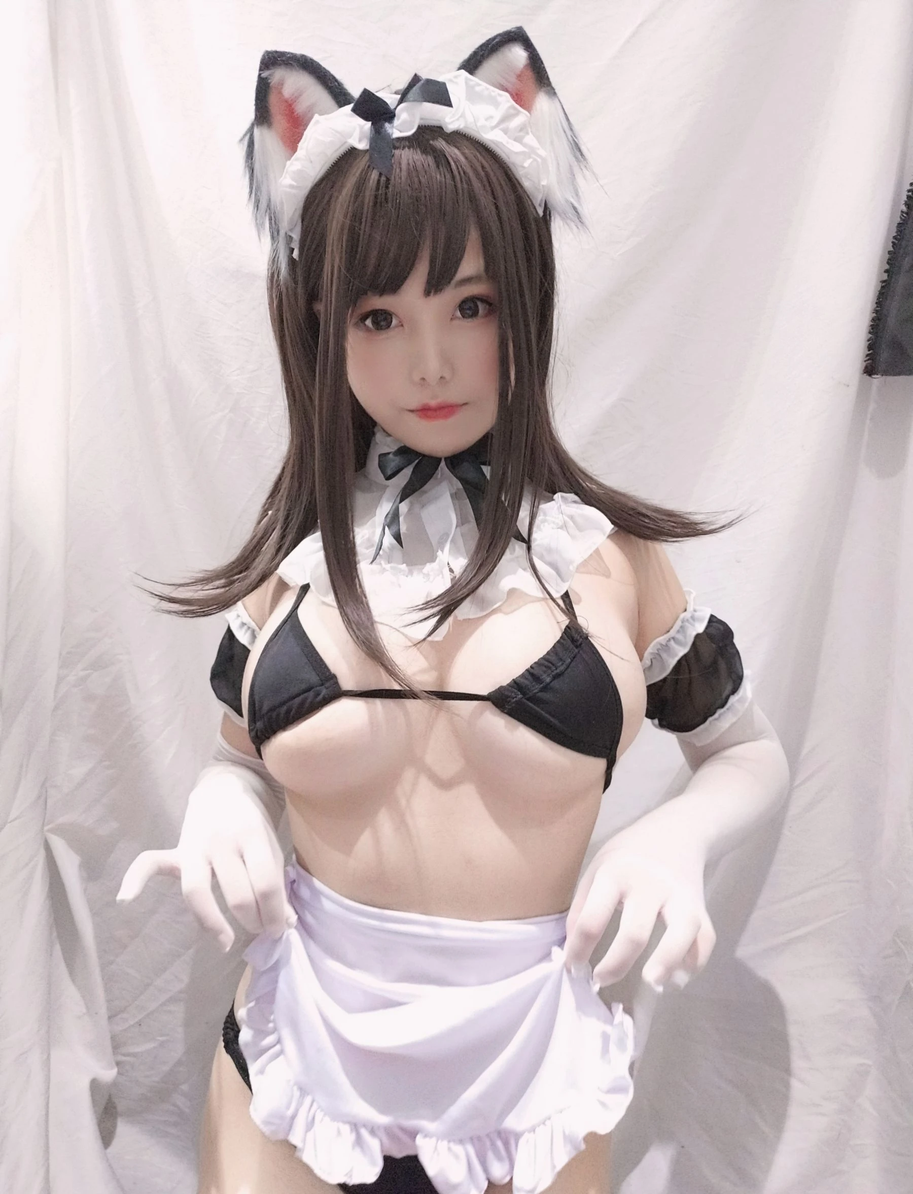萌系小姐姐蜜汁猫裘 黑白女仆插图3