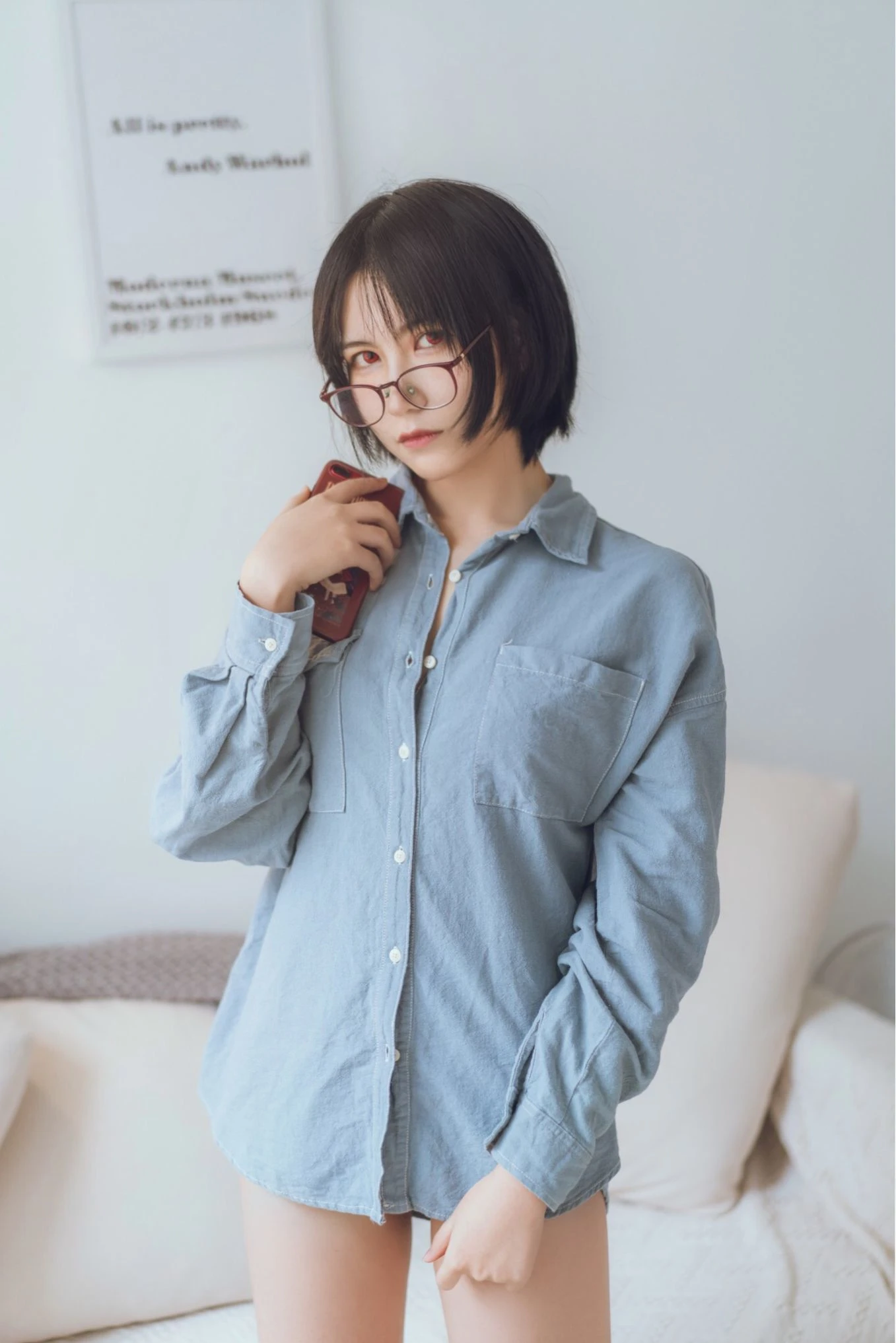 COSER美女逐月su 蓝色衬衫插图8