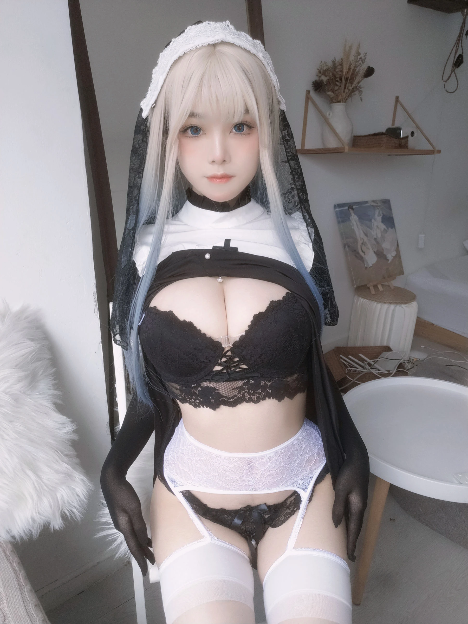 萌系小姐姐蜜汁猫裘 – 修女自拍插图7