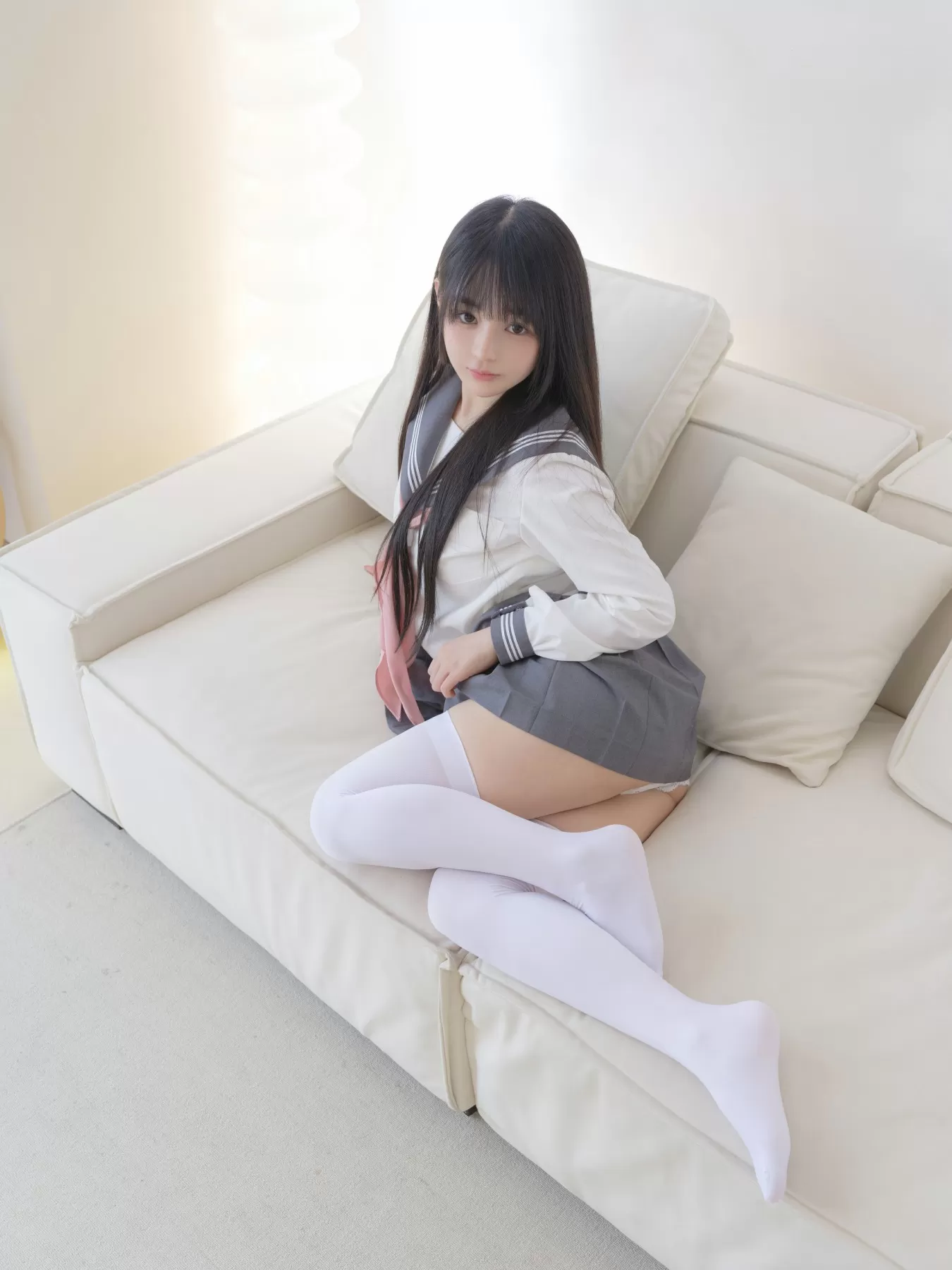 桜井宁宁 – 双马尾白丝JK [85P]插图3