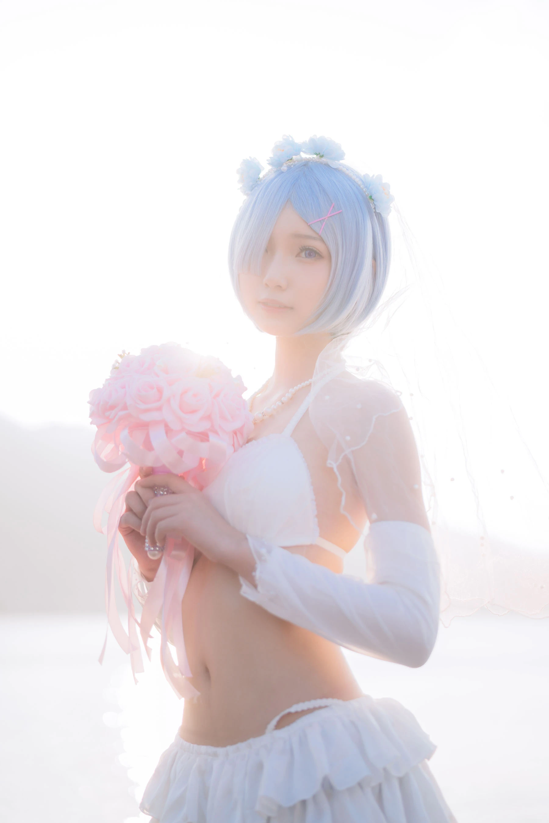 橙子喵 – 蕾姆海边婚纱花嫁高清在线免费欣赏–微密图社-微密图社